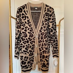 Venus leopard cardigan w/ embellished buttons.